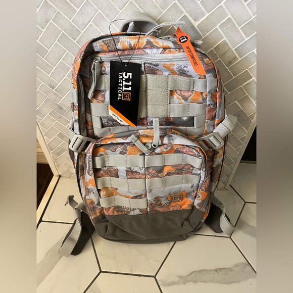 5.11 Tactical Orange and Gray Camo MOLLE Backpack